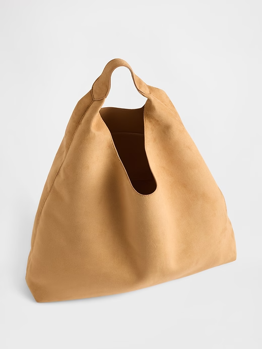 Vegan Suede Slouchy Tote Bag