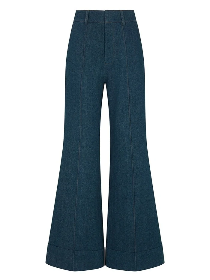 Backless Denim Hundred Flowers Two-piece Set