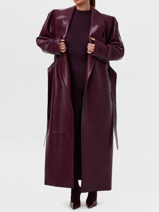 Vegan Leather Trench Coat
