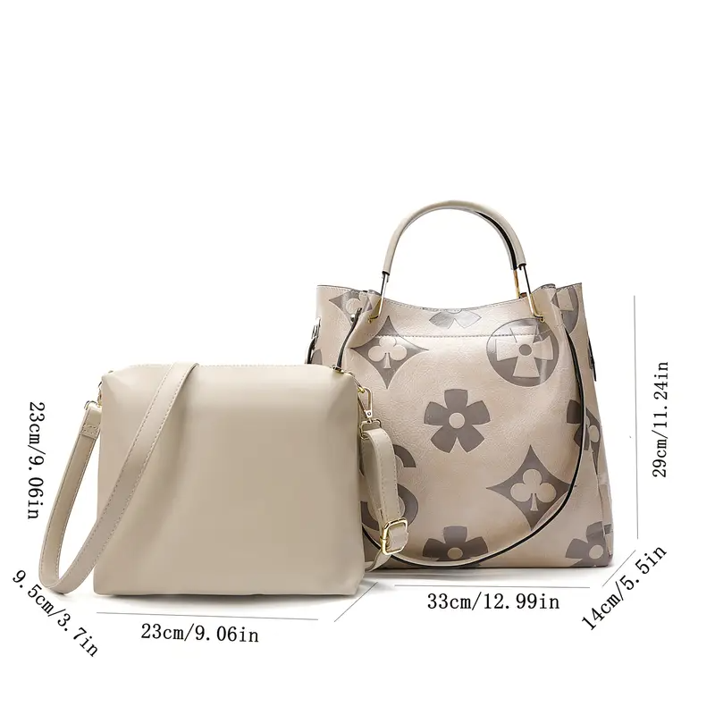 Floral Embossed Leather Satchel Handbag