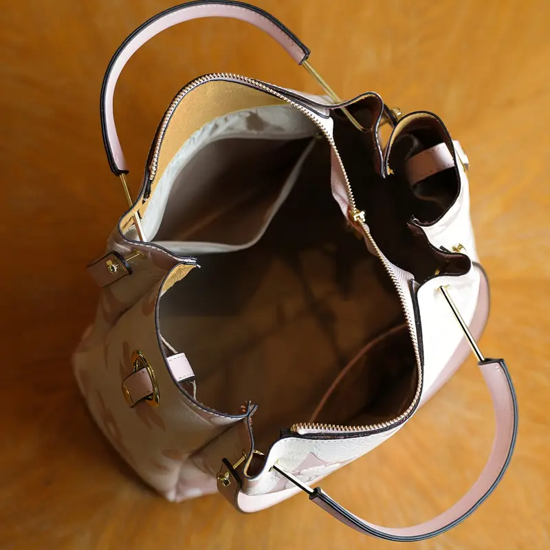 Floral Embossed Leather Satchel Handbag