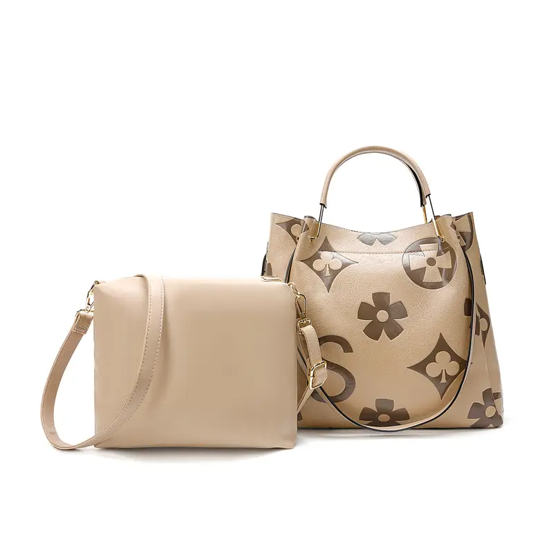 Floral Embossed Leather Satchel Handbag