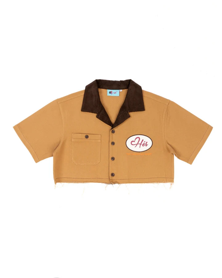 Letter Print Cropped Shirt