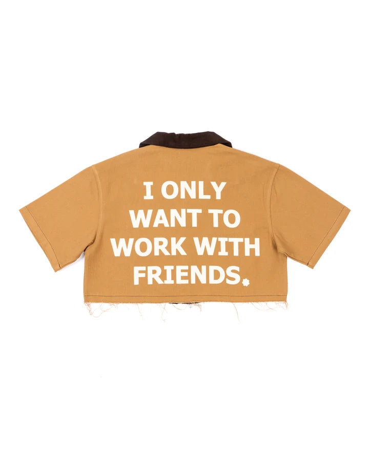 Letter Print Cropped Shirt