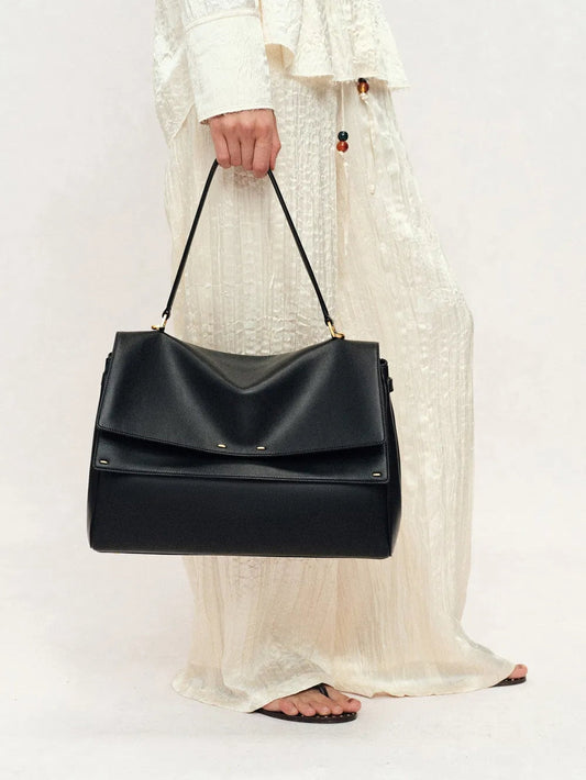 Double Flap Handbag In Calfskin Leather