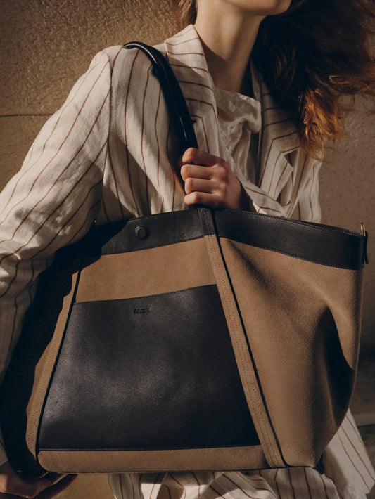Convertible Tote Bag Large In Dutch Calfskin And Suede