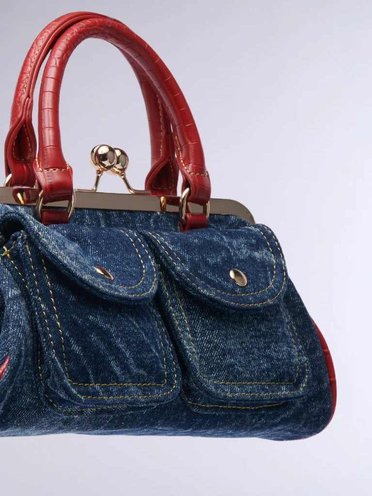 On The Flight Coin Purse Denim Tote