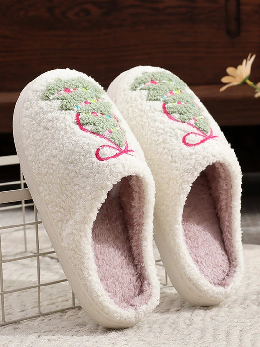 Christmas Cartoon Pattern Warm Cotton Slippers