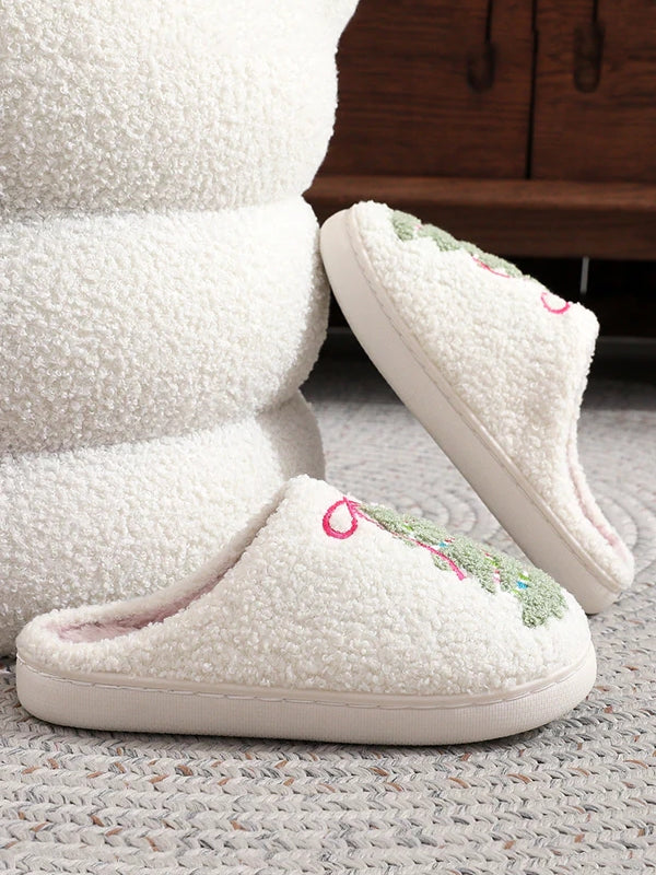 Christmas Cartoon Pattern Warm Cotton Slippers