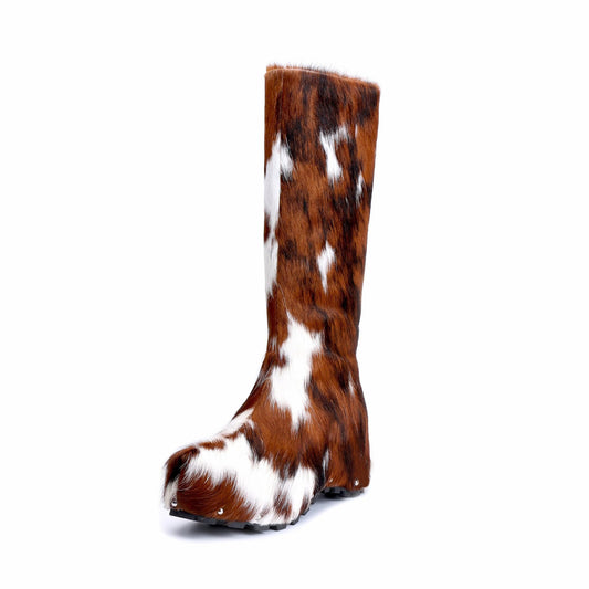 Luxury Calf Hair Women’s Knee-High Boots