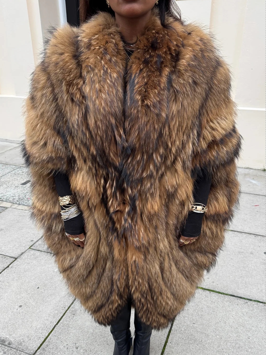 Hook And Eye Closure Fur Cape