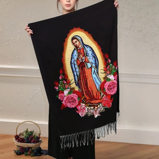 Virgin Mary Soft Warm Pashmina Scarf Tassel Scarves