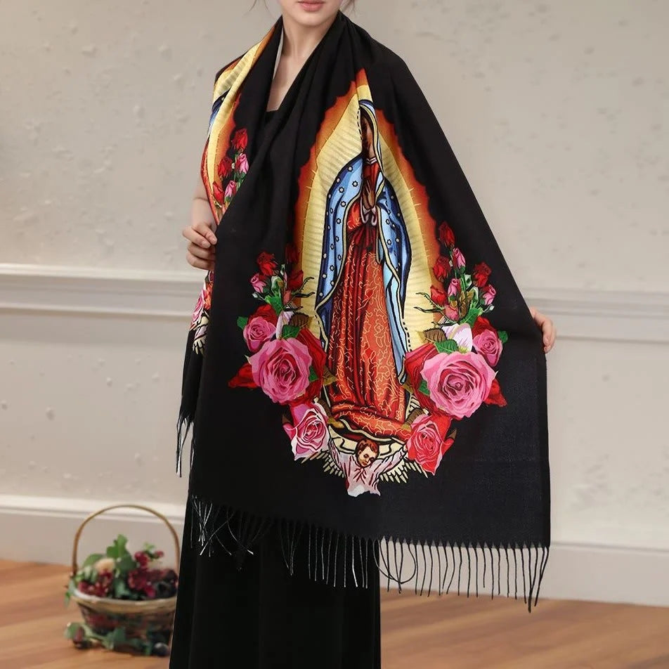 Virgin Mary Soft Warm Pashmina Scarf Tassel Scarves