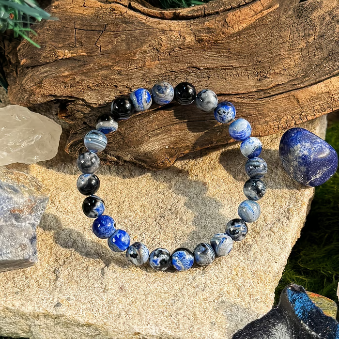 Blue Fire Agate Bracelet For Clarity & Focus