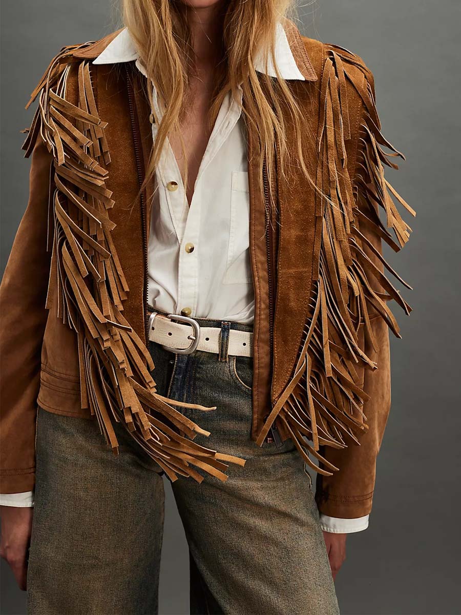 Suede Fringe Vest Jacket
