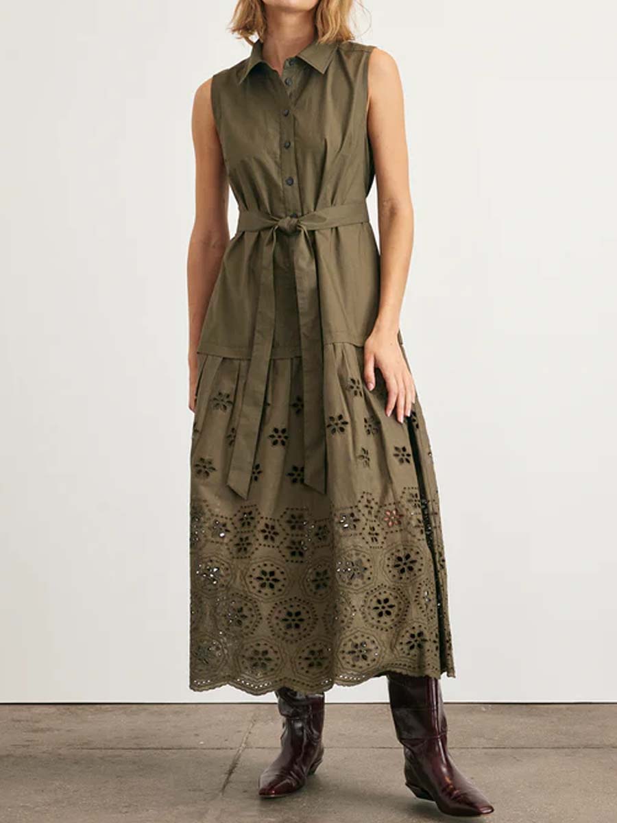 Embroidered Cutout Sleeveless Dress