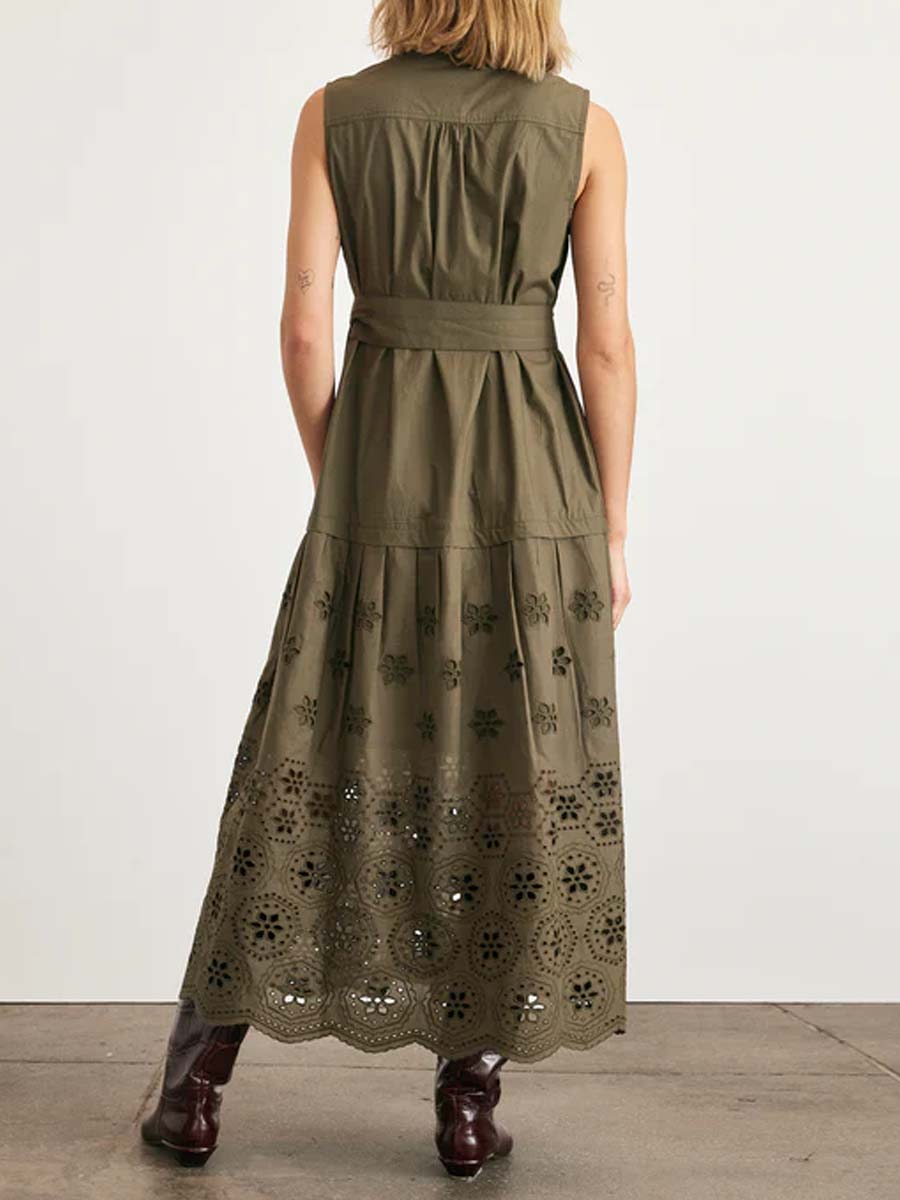 Embroidered Cutout Sleeveless Dress