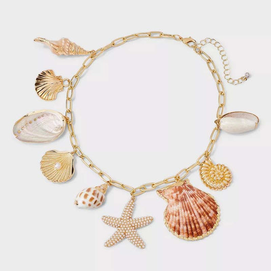 Fashion Beach Shell Starfish Sea Shell Necklace Earrings
