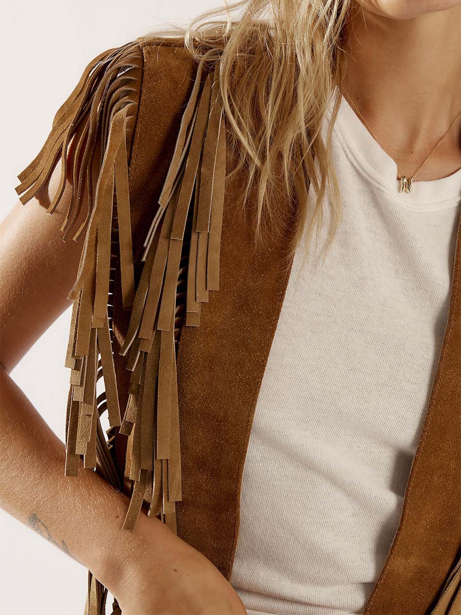 Suede Fringe Vest Jacket