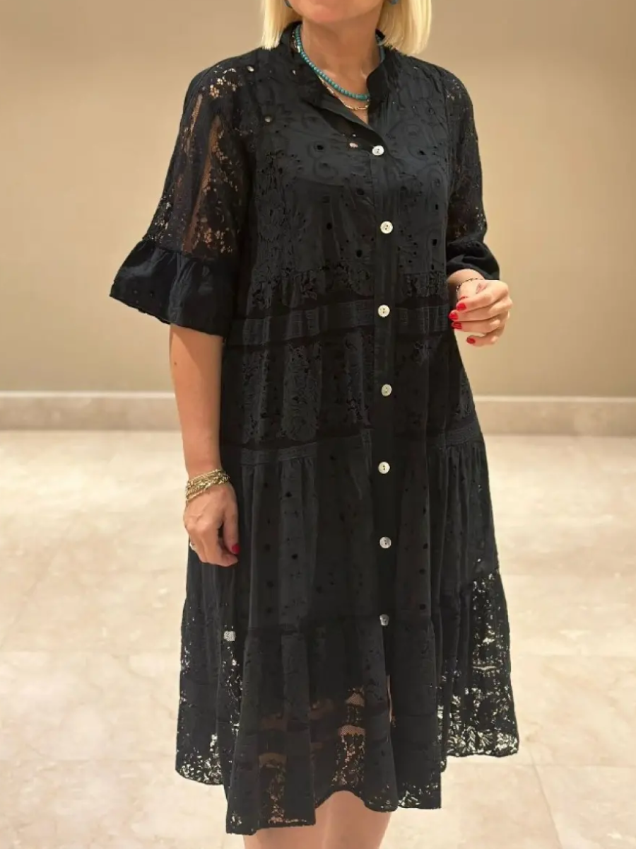 2024 Lace-up Button Loose Dress