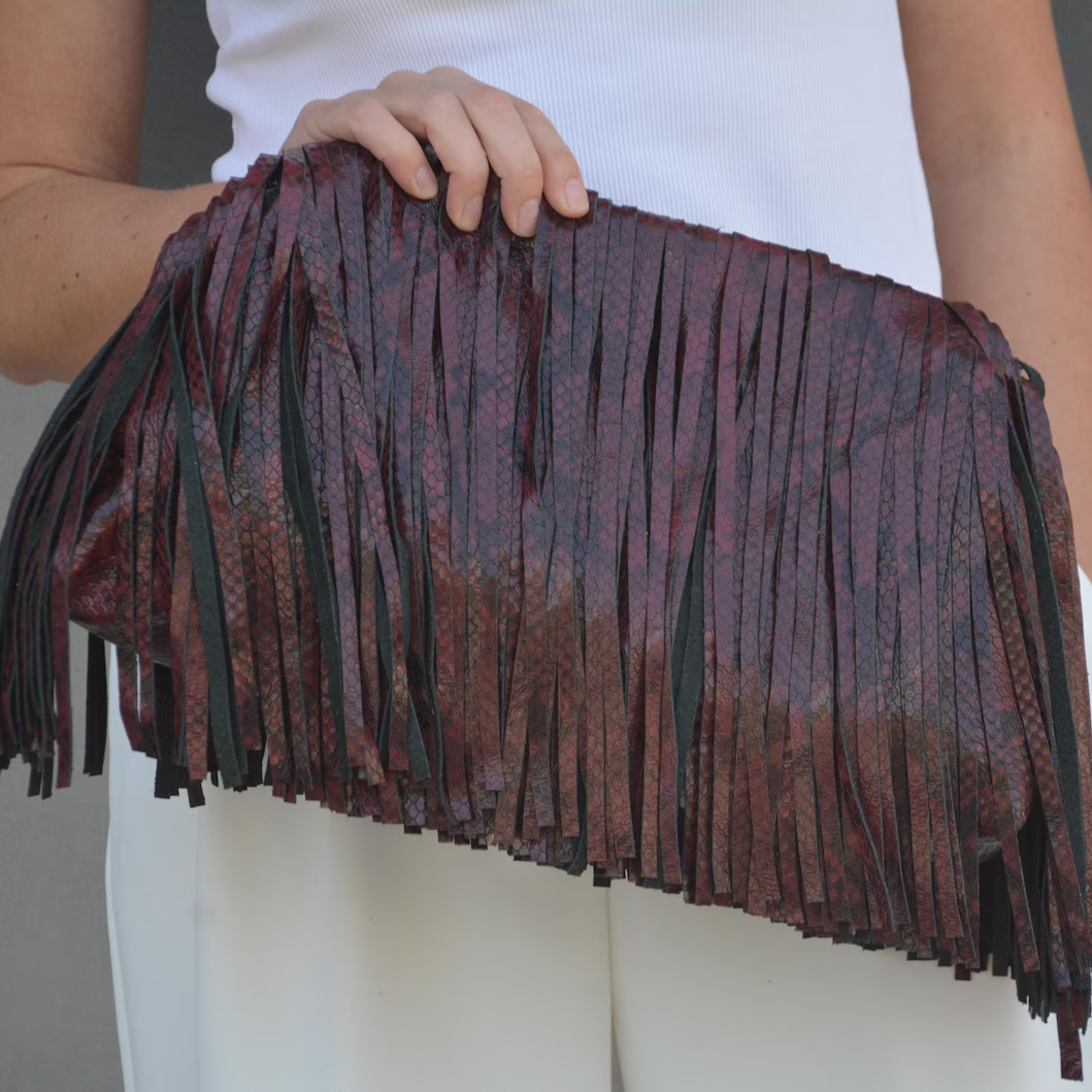 Tasselled Framed Clutch - Leather