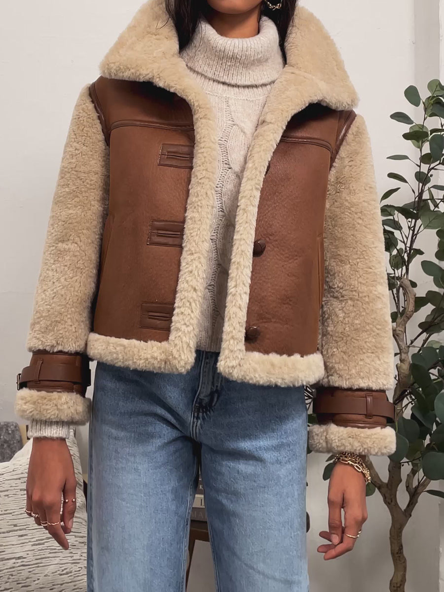 Vintage Faux Leather Oversized Stand Collar Jacket