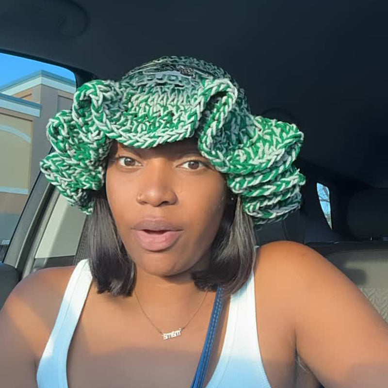Fashion Two Strand Chunky Ruffle Hat