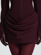 Elegant Peaked Lapel Collar Blazer Mini Dress