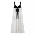 Fashion Back Bow Patchwork Sling Dress