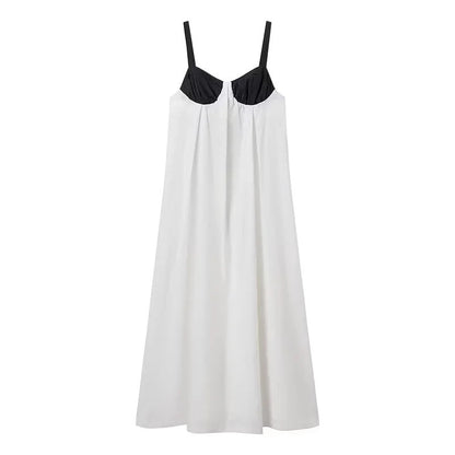 Fashion Back Bow Patchwork Sling Dress