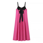 Fashion Back Bow Patchwork Sling Dress