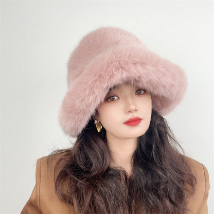 Faux Fox Fur Plush Fisherman Hat