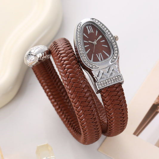 Diamond Stretch Wrap Snake Watch