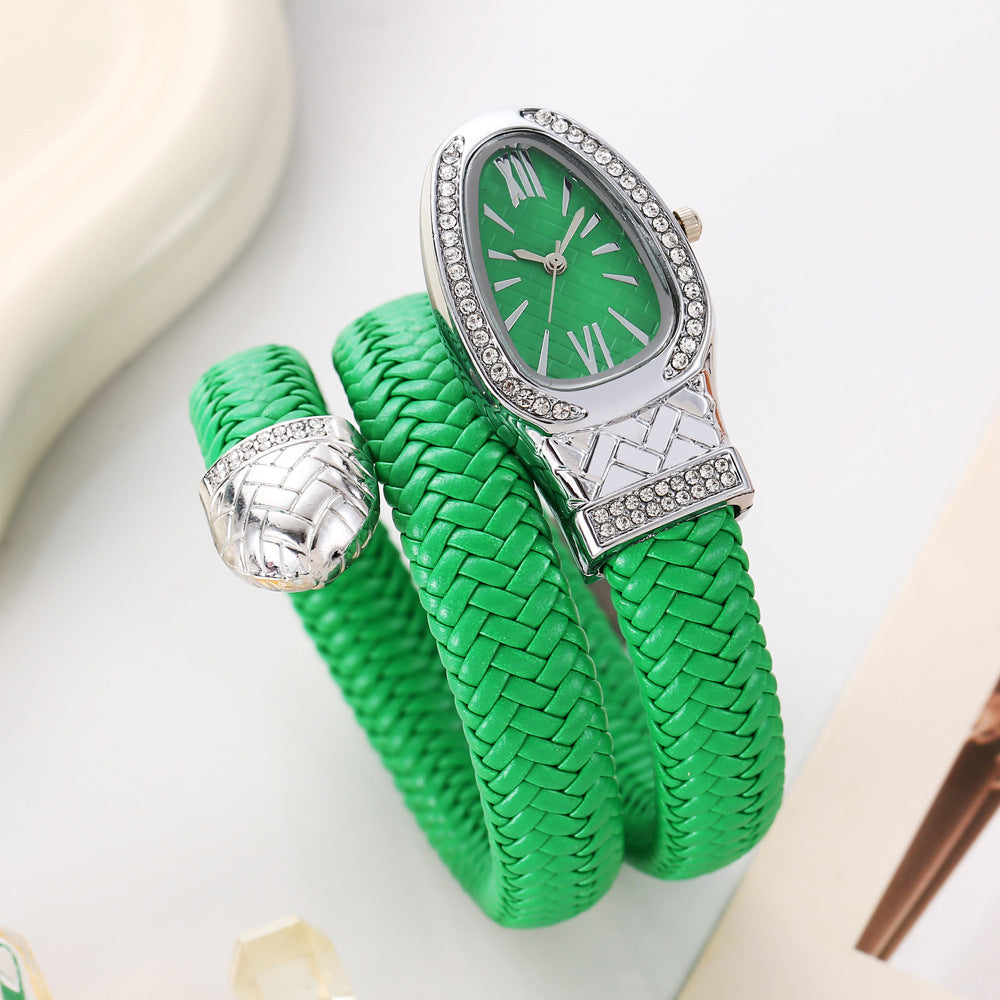 Diamond Stretch Wrap Snake Watch