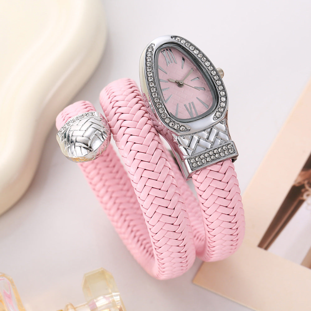 Diamond Stretch Wrap Snake Watch