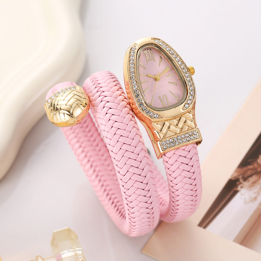 Diamond Stretch Wrap Snake Watch
