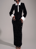Contrast Sequin-Embellished Dress