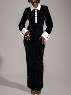 Contrast Sequin-Embellished Dress