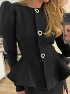 Structured Waist Flared Hem Tweed Jacket & Skirt