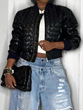 Weave Faux Leather Bomber Jacket