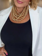 Gold Bead Statement Layered Necklace