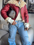 Fashion Faux Leather & Shearling Biker Jacket