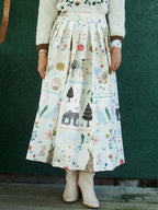 Printed Hight Waist Pleated Skirt