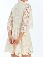 Elegant Lace Bow Mini Dress