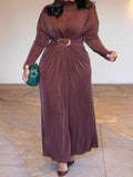 Gold-tone Buckle High Neck Maxi Dress