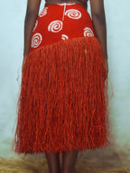 Fringed Hem Printed High Waist Skirt