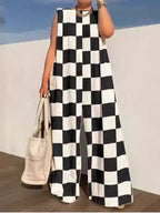 Casual Sleeveless Wide Leg Long Pants