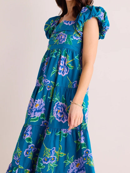 Blue Floral Long Dress