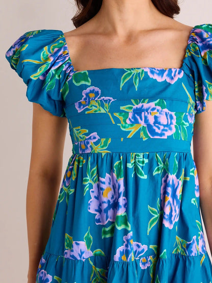 Blue Floral Long Dress