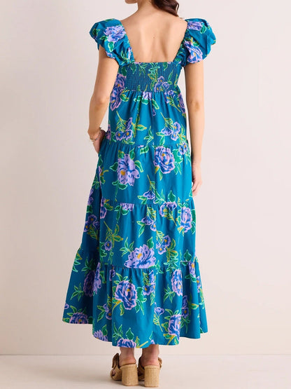 Blue Floral Long Dress